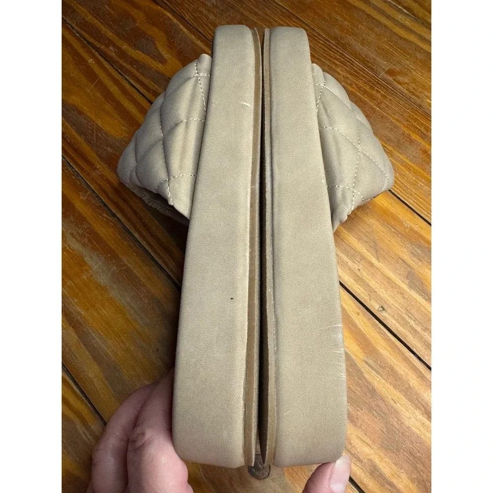 SHUShop‎ Taupe Suede Slide On Sandals Size 6